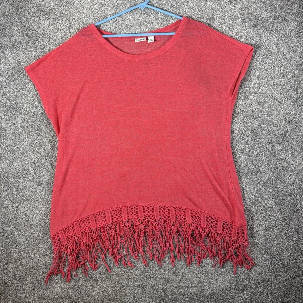 Cato Knit Top Size XL Fringe Crochet Boho Festival Beach Resort Lagenlook